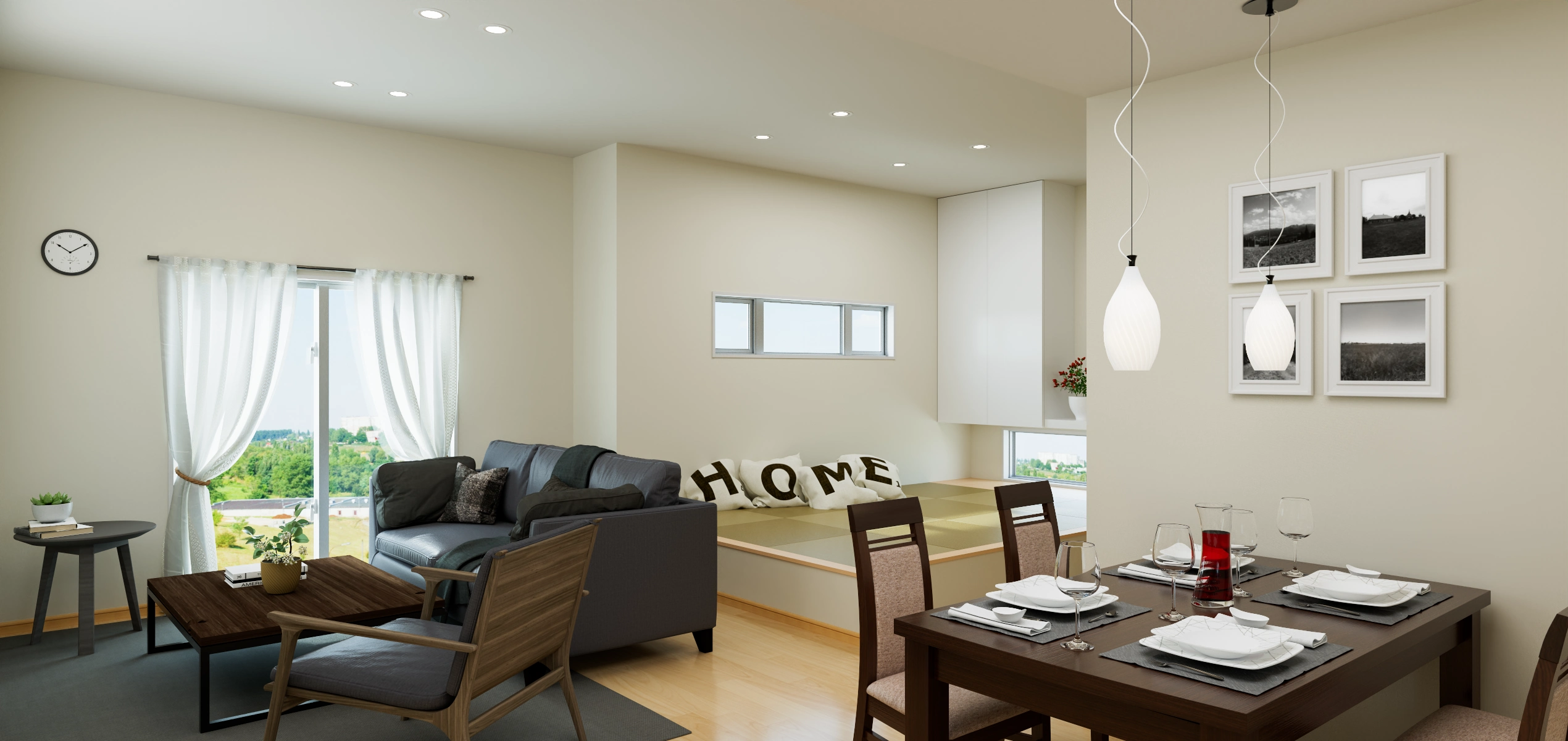 モダンなLDK 内観パース