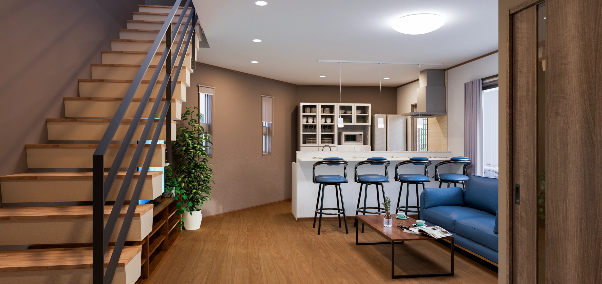 シックな建売住宅内観CGパース